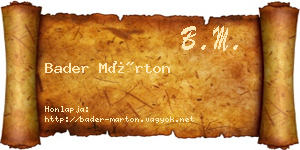 Bader Márton névjegykártya