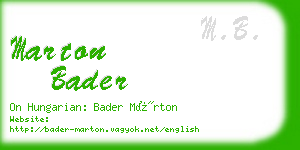 marton bader business card